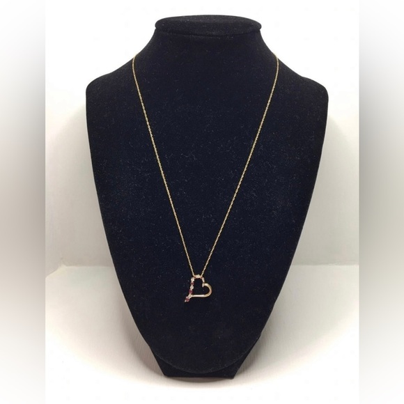 10k ruby and diamond heart necklace - Picture 2 of 9